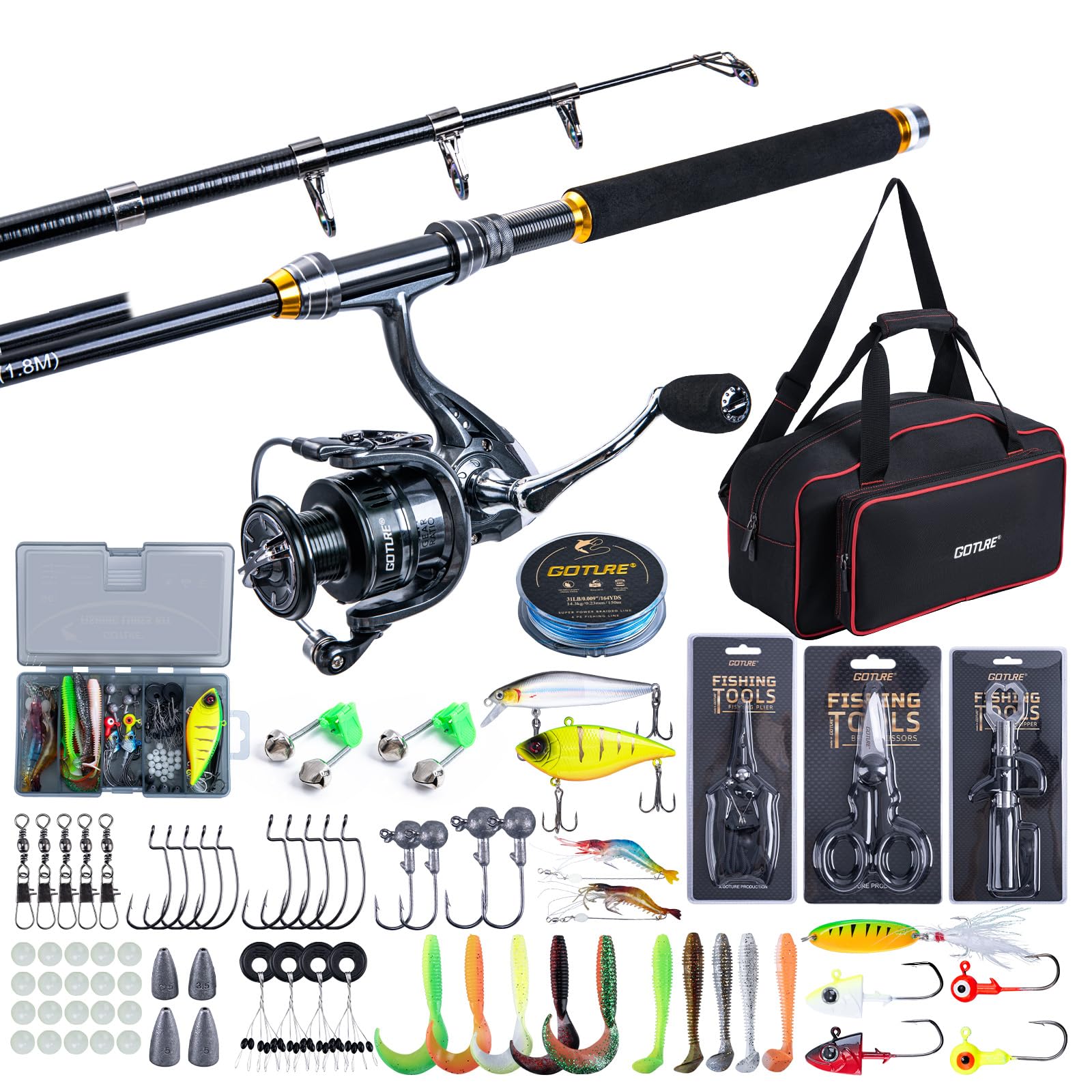 Fishing Rod Combo - Goture vara de pesca telescópica e